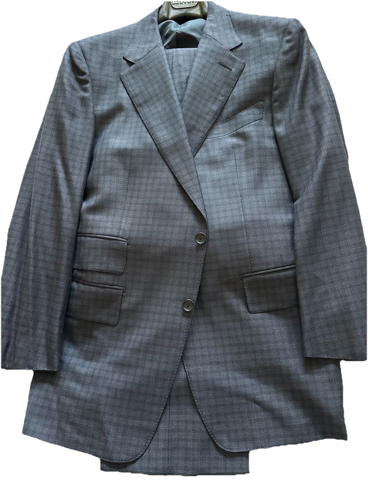 $4.8k NWT TOM FORD Grey Check 44R eu54 2 pc Windsor Wool Silk Mohair suit ITALY