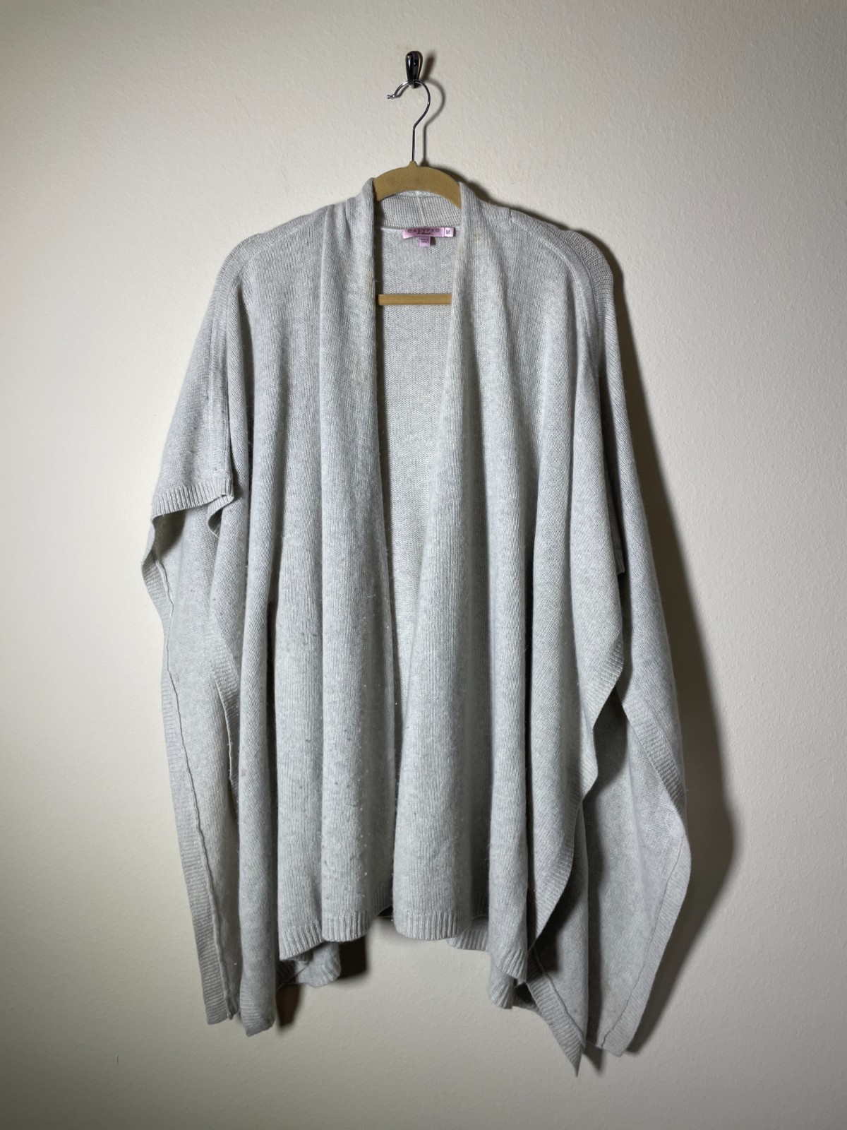 Calypso St Barth Women’s 100% Cashmere Oatmeal Kimono/Shaw Open Sweater M