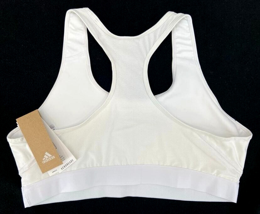 NEW Adidas White Aeroready Alphaskin Racerback Elastic Sports Bra Band Women’s M