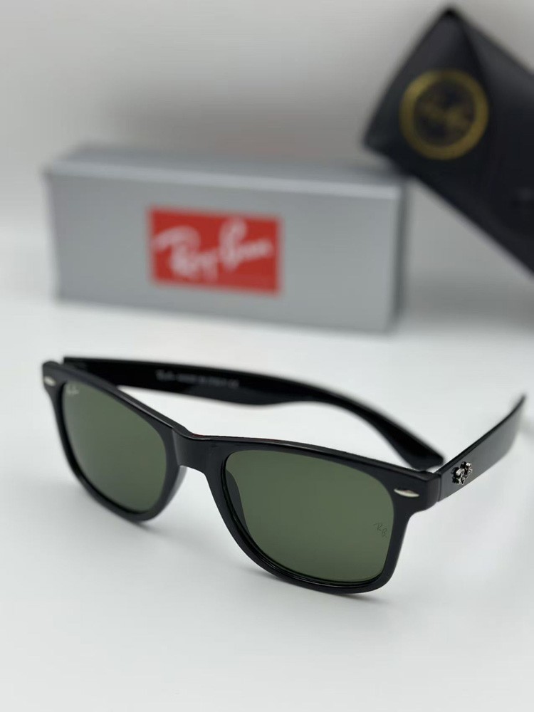 Ray-Ban Wayfarer Black Sunglasses G-15 Green Lenses + Case, Cloth, Manual & Box