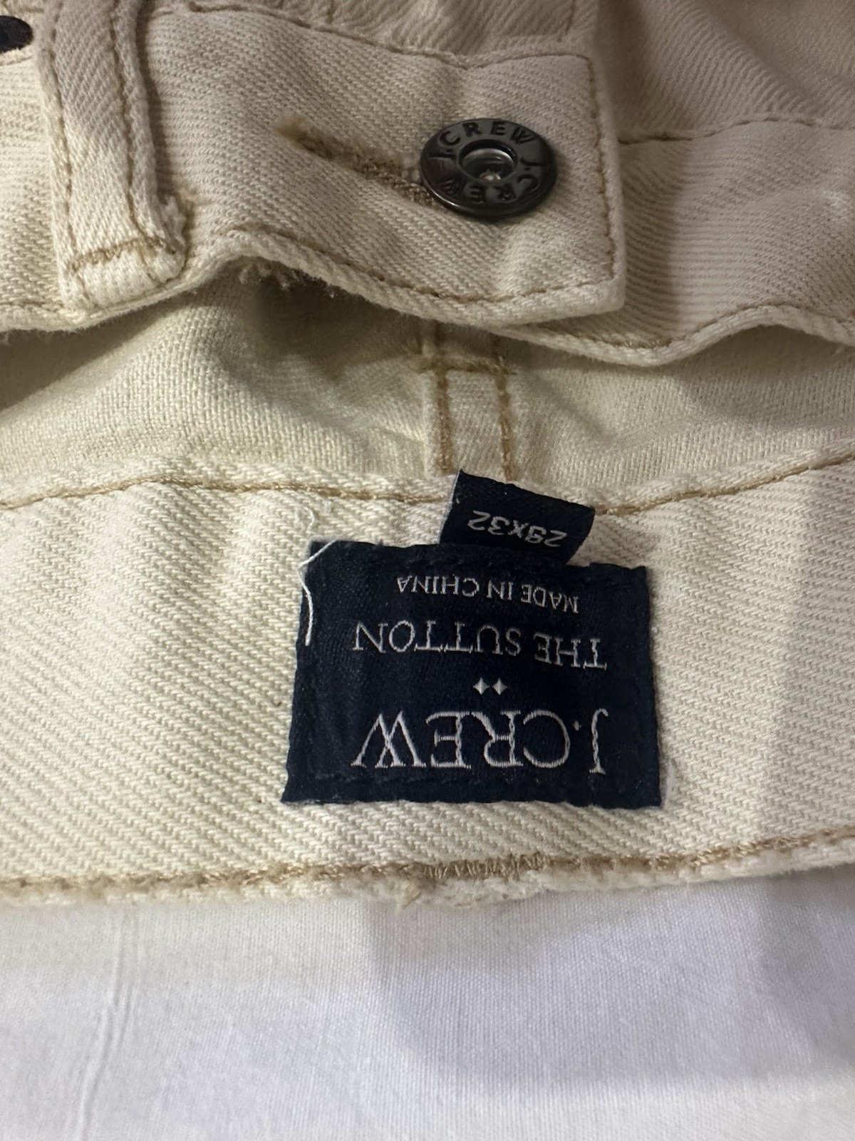 J.CREW Men’s Beige Slim Mid Rise 5-Pocket Light Wash Cotton Denim Jeans