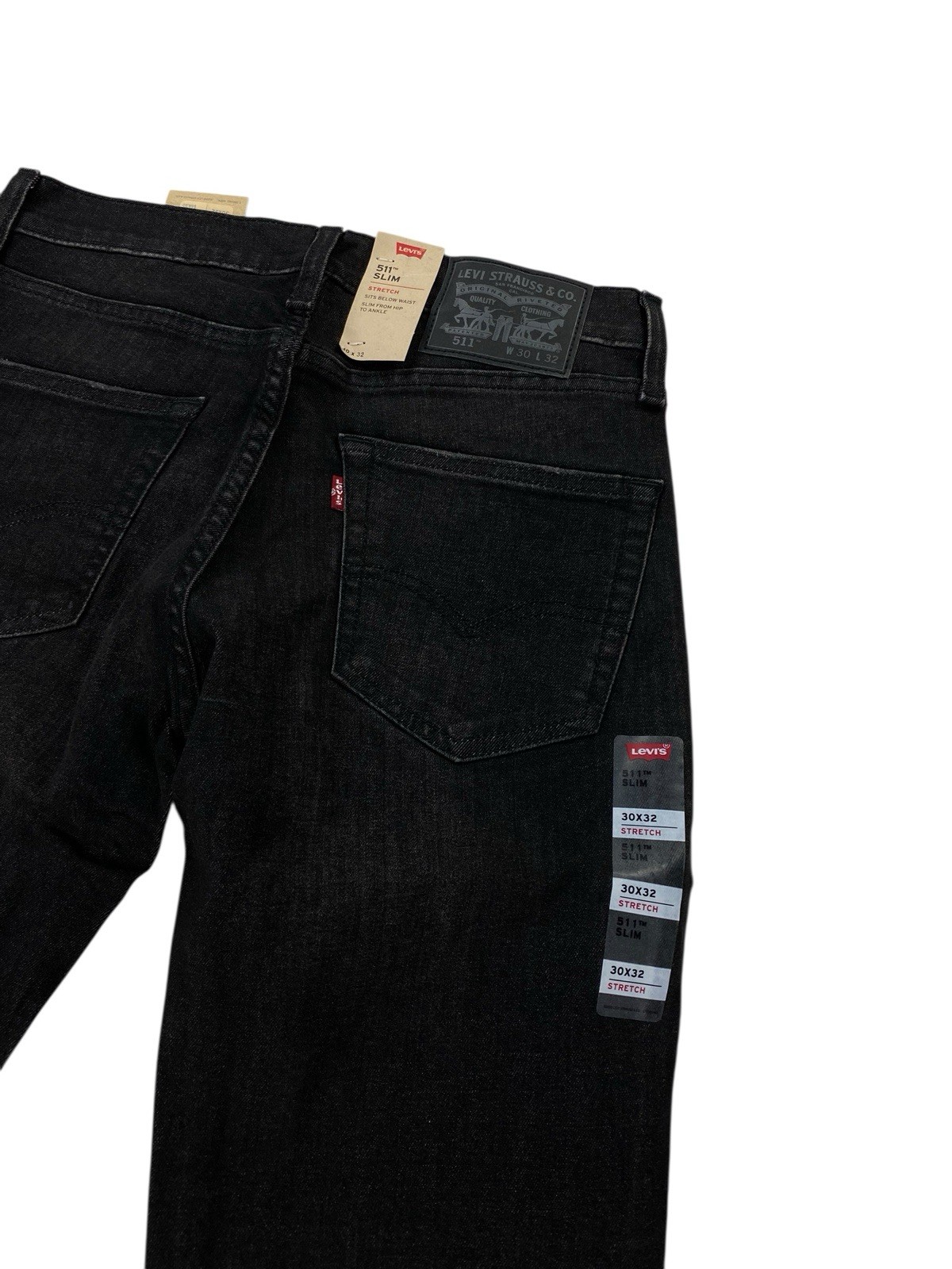 NEW Levi’s Strauss 511 Slim Stretch Black Mens Denim Jeans Size 30×32