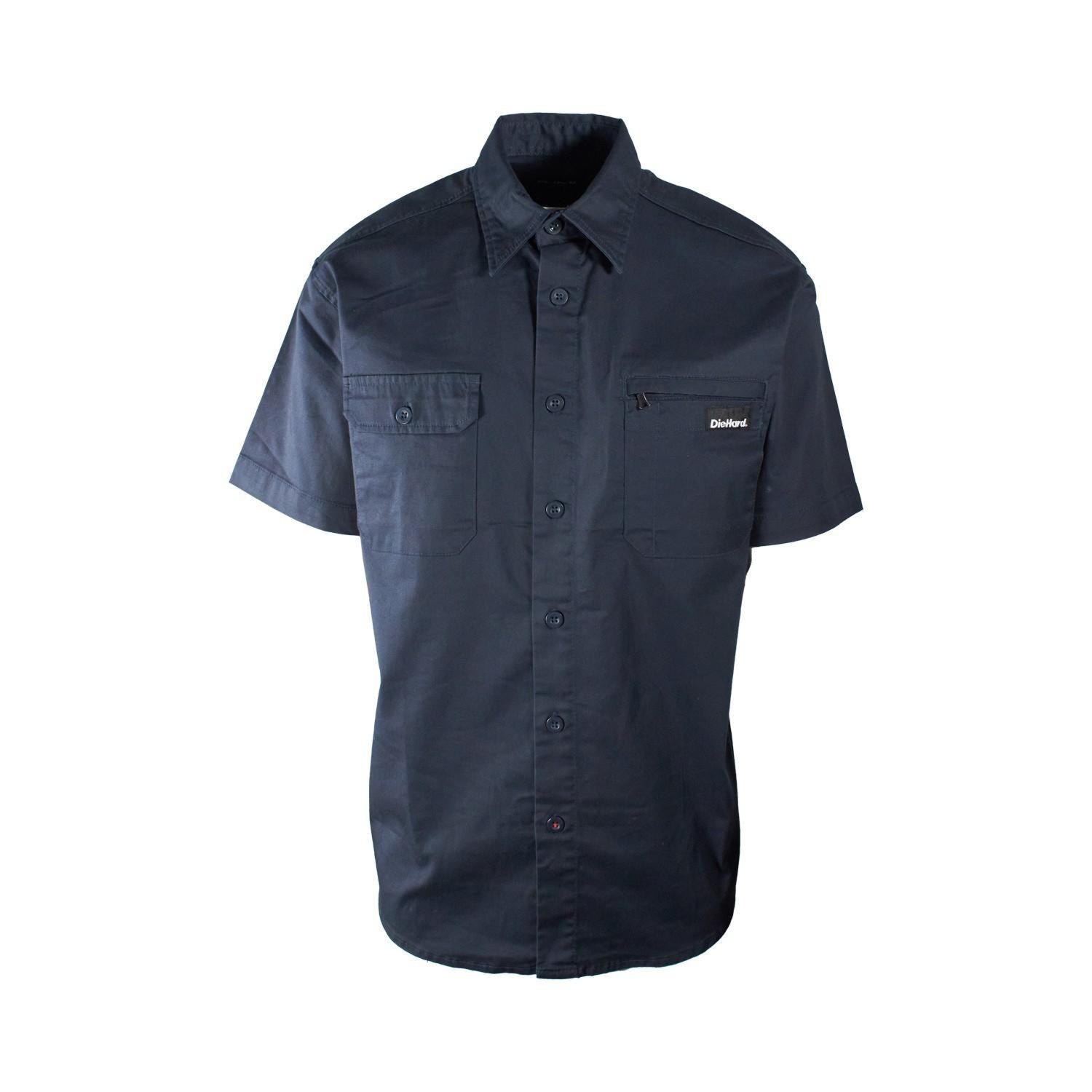 DieHard Men’s Shirt Work Twill Resists Short Sleeve Black, Navy, Grey