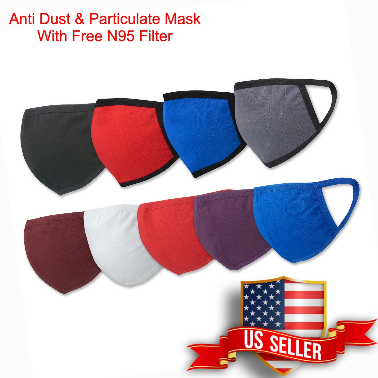 Face Mask Triple Layers 100% Cotton Washable Reusable Color Unisex Men Women