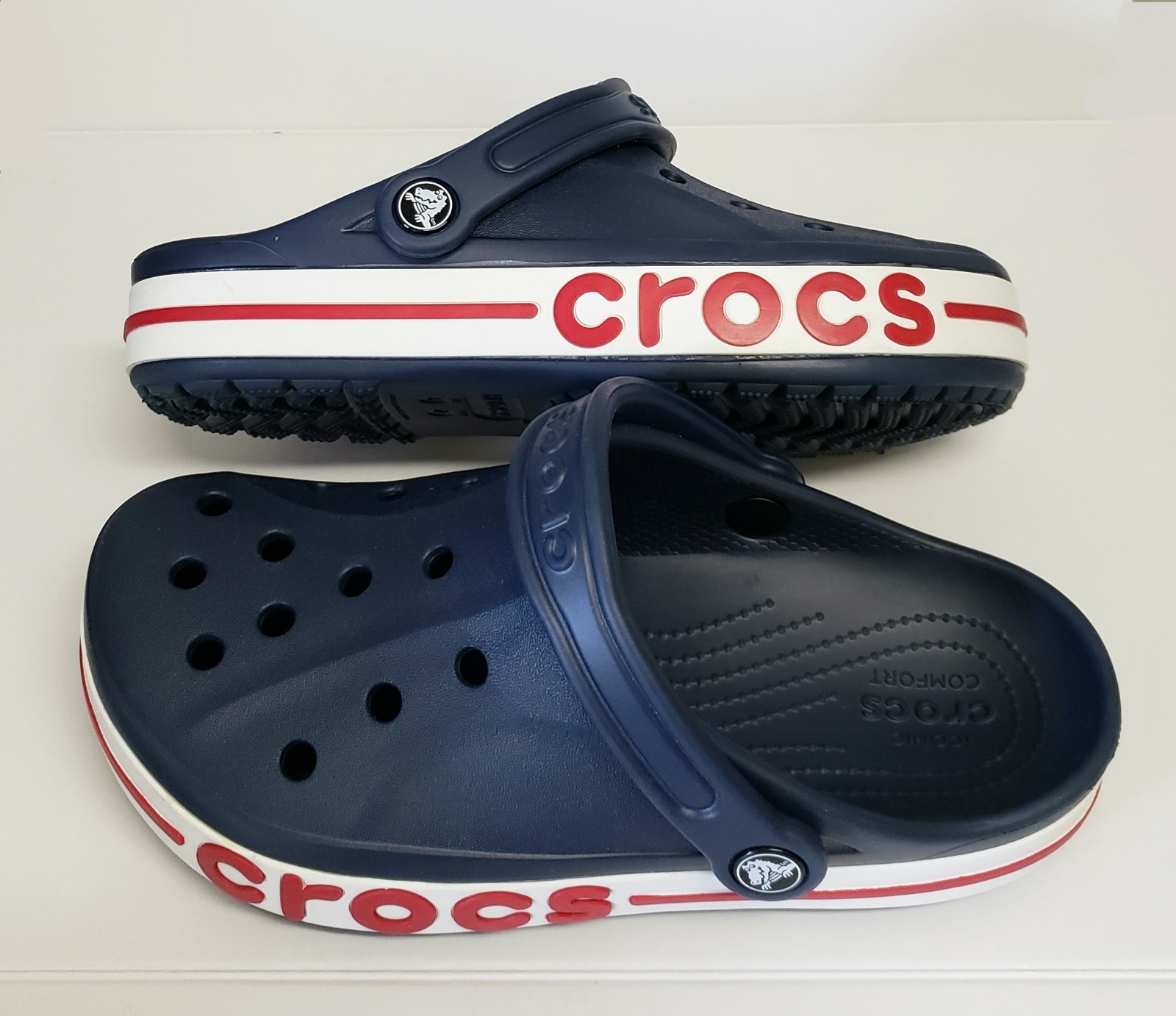 Crocs Bayaband Navy Unisex Clogs W7/M5 Red/White/Blue Patriotic 🇺🇲