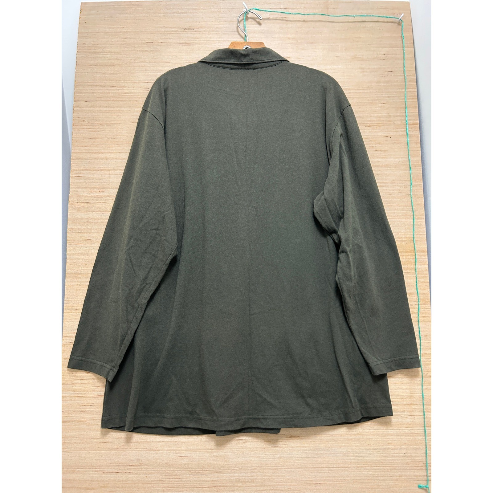 SJB Sport Mens 2X Olive Green Long Sleeve Polo Shirt Button Chest Pockets