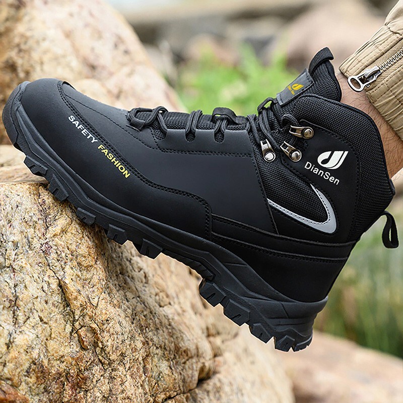 Men’s Steel Toe Work Boots Waterproof Anti-Smash Safety Shoes Construction Shoes