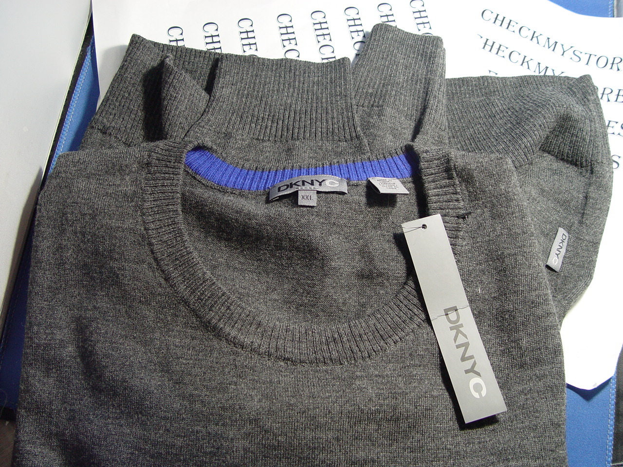 NWT DKNY DESIGNER MEN’S MERINO WOOL SWEATER BLACK OR GREY M L XL XXL XXXL
