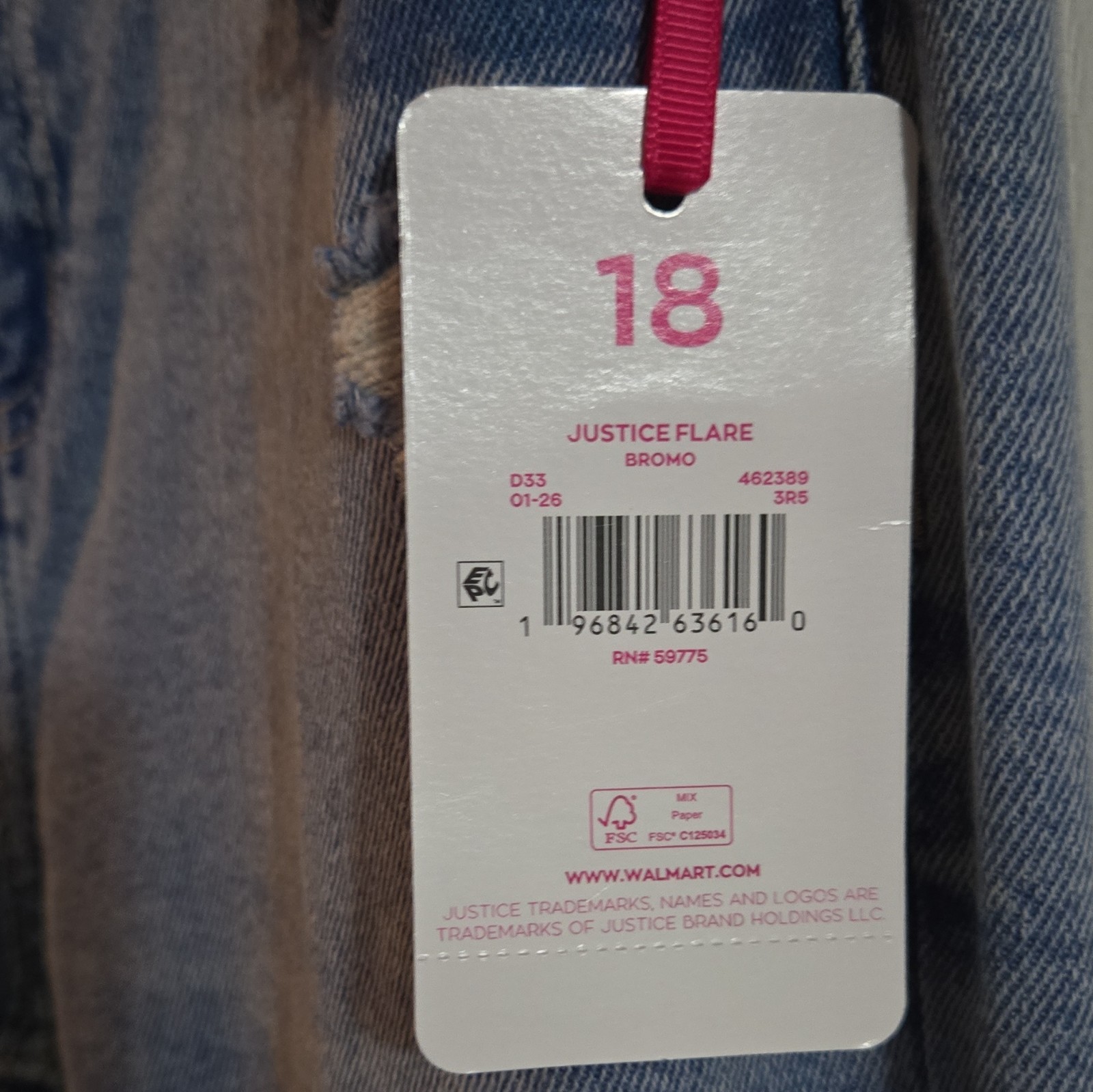 Justice Girls Flared Denim Jeans Size 18 Blue Medium Wash Distressed Pockets