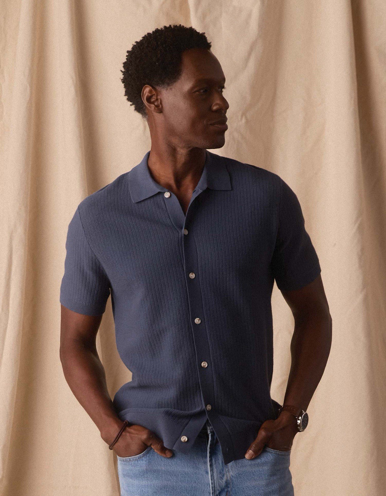 Normal Brand Breezeknit Button Up Size Medium Vintage Blue