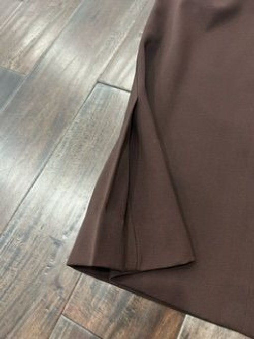 Womens Brown Midi Pencil Skirt Side Slit Back Zip Old Money Classic Academia