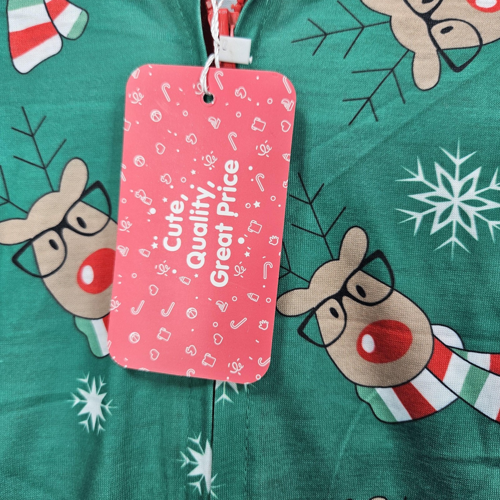 PatPat Reindeer Pajama Romper Baby 0-3M Hooded Holiday Christmas New Zip