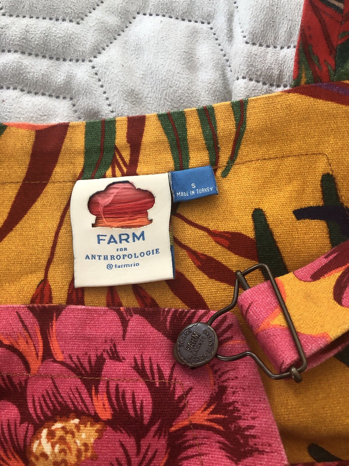 Farm Rio Yellow Tropical Overalls Small