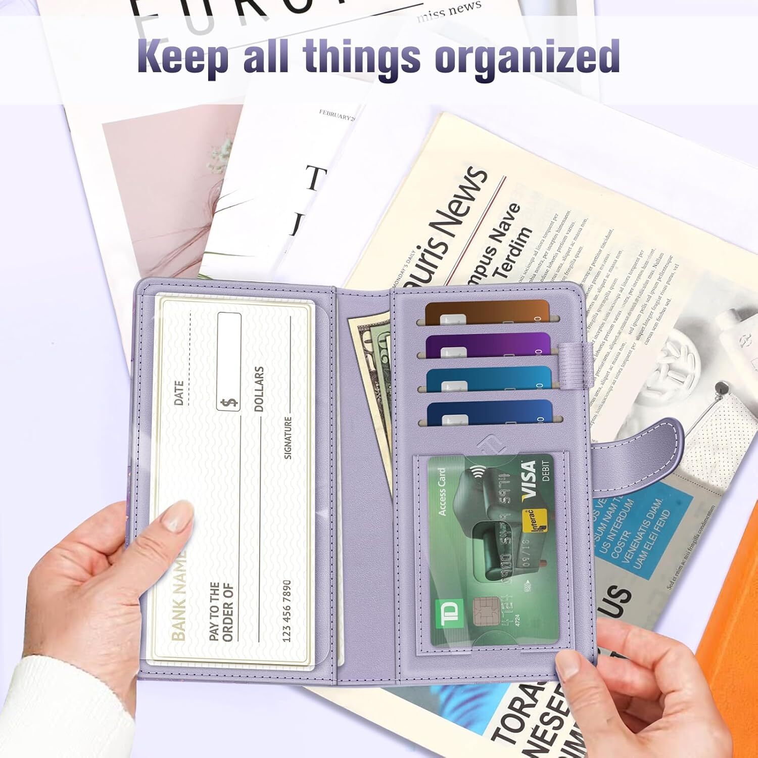 Checkbook Cover for Personal Checkbook RFID Blocking Register Duplicate Checks