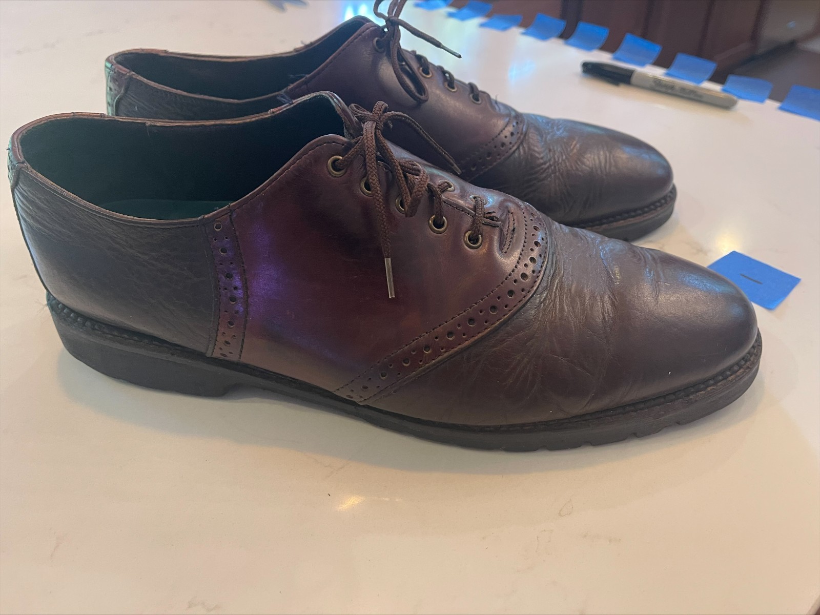 H.S. TRASK 13 M Bison Leather Saddle Shoes Model #1035