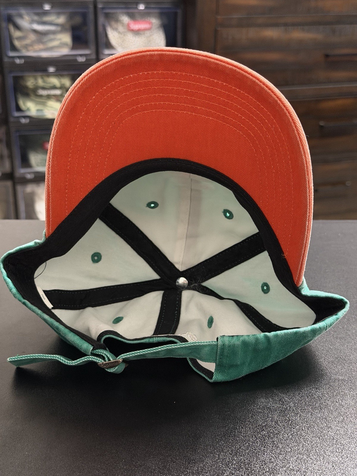 Supreme Pigment Coated 2 Tone S Logo 6 Panel Green FW25 Box Logo Hat Strapback
