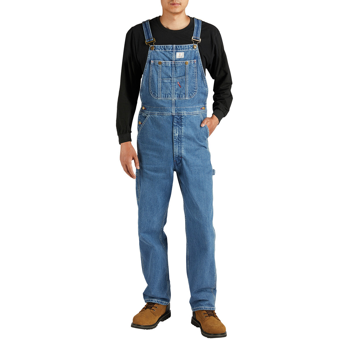 HISEA Men Denim Bib Overalls Relaxed Fit Workwear Roomy Dungarees PocketJumpsuit