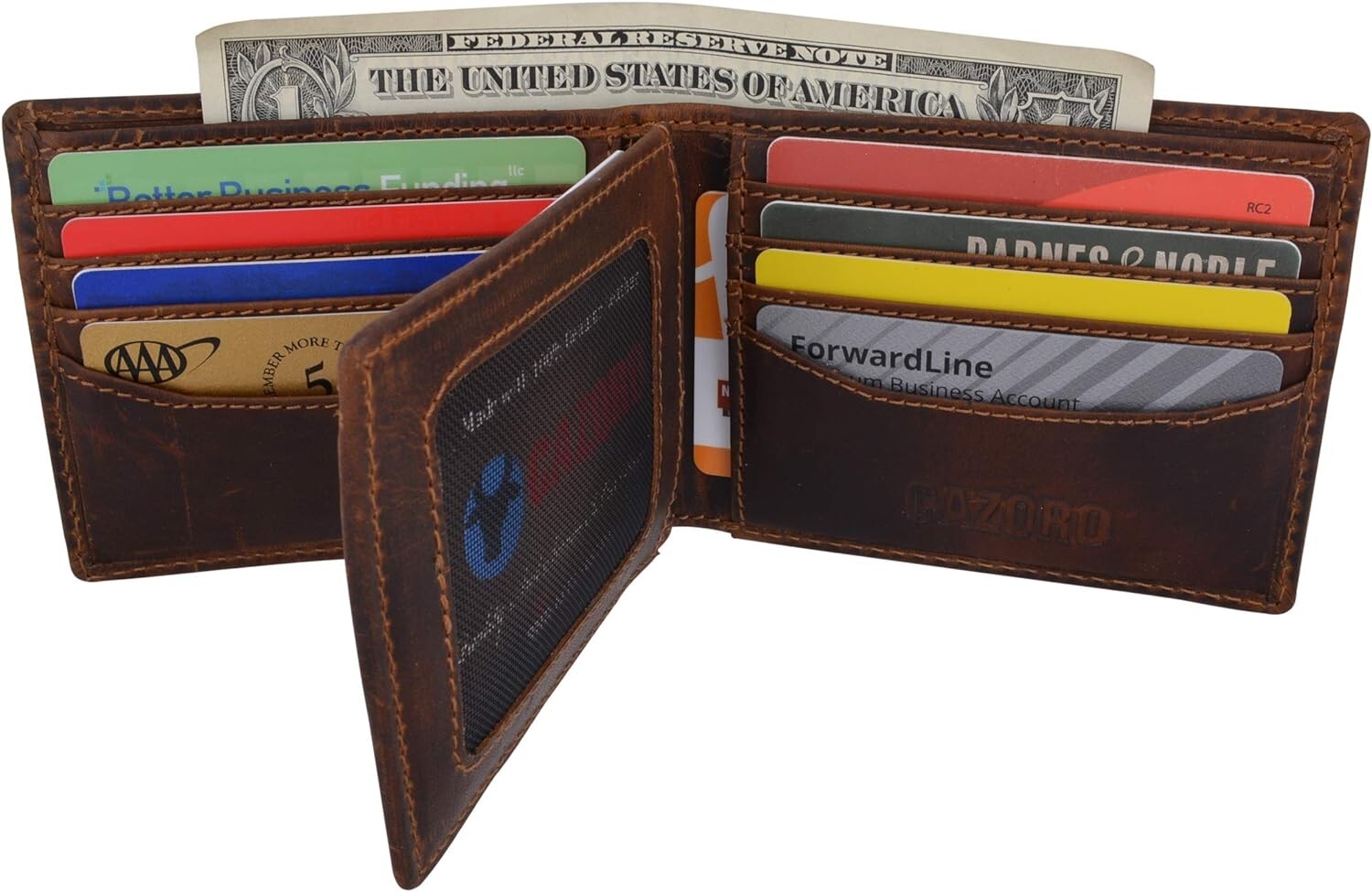 RFID Blocking Brown Vintage Leather Men’s Bifold Center Flap Wallet