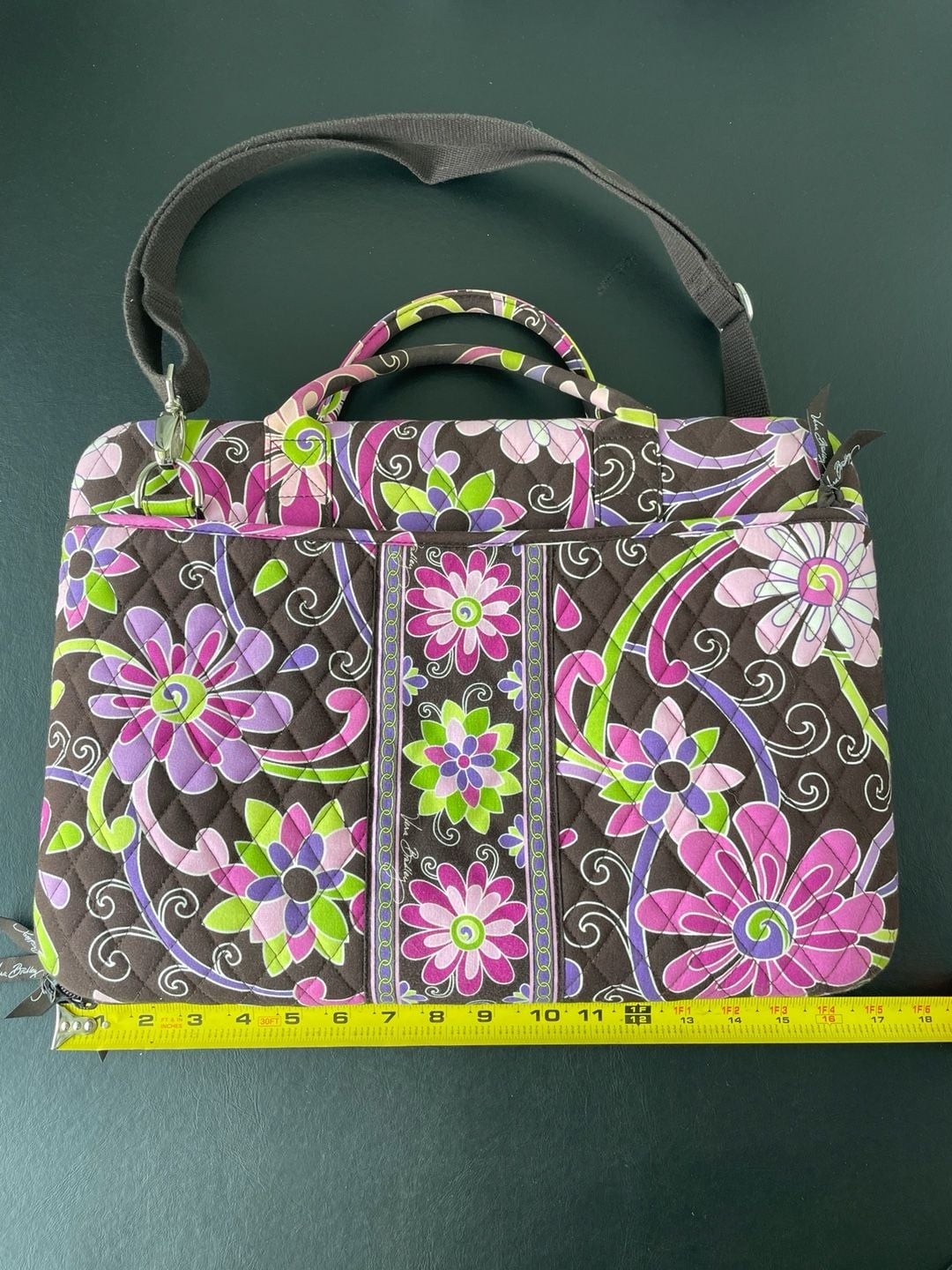 Vera Bradley Quilted Floral Laptop Computer Bag with Shoulder Strap