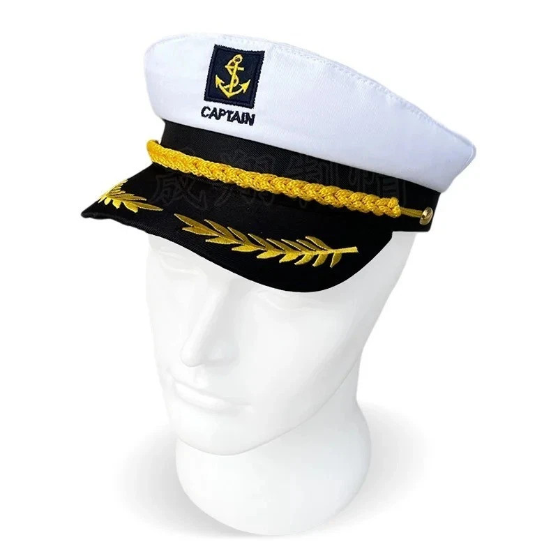 Adult Navy Captain Hat Yacht Sailor Skipper Ship Costume Hat Adjustable – Unisex