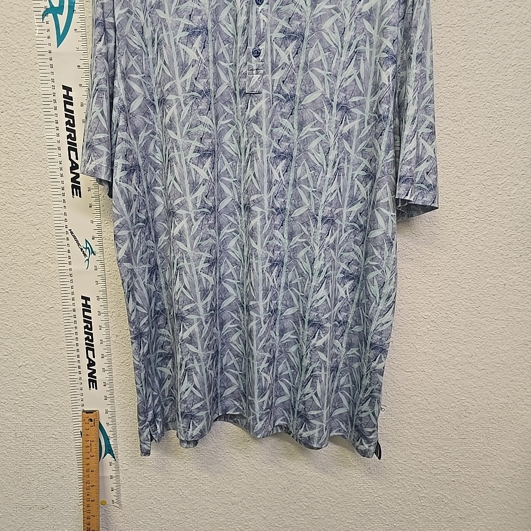 7D 7 Diamonds Polo Shirt Men’s Size XXL Hawaiian Print Golf Blue and Gray Casual