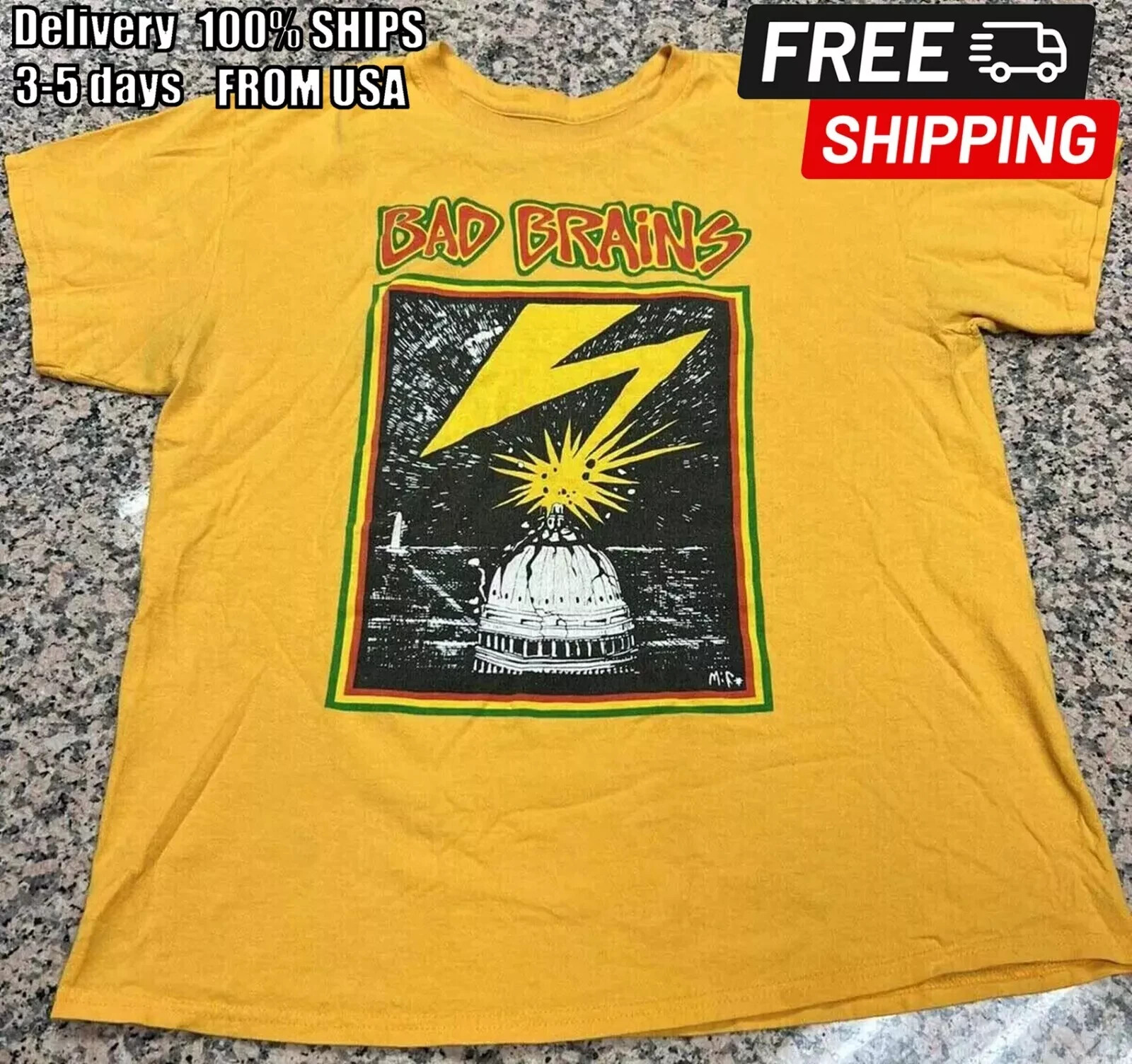 VTG Bad Brains Shirt 1980’s Concert Shirt Classic Yellow Unisex S-5XL