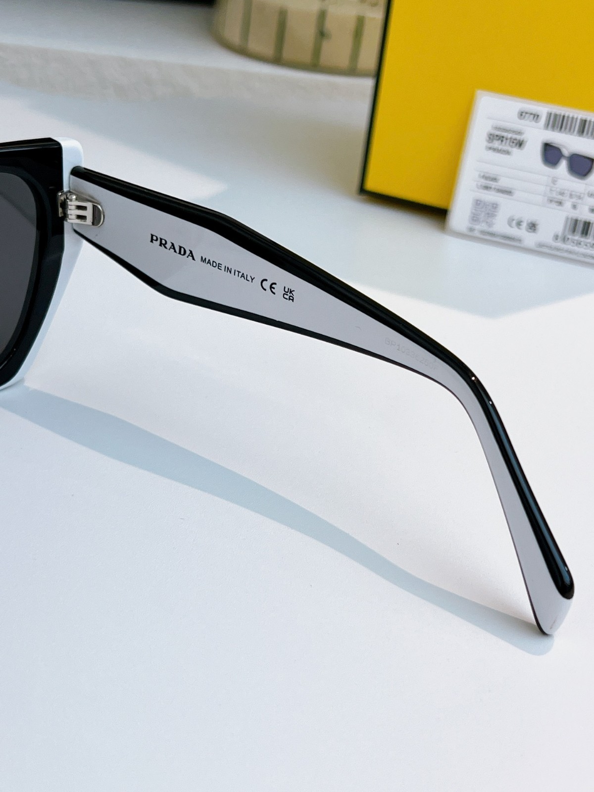 Prada PR 15WS Oversize Square Sunglasses Women Black White Frame UV400 Authentic