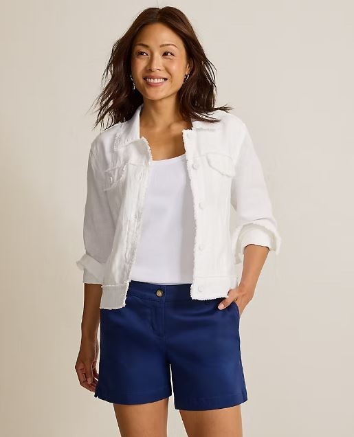 Tommy Bahama Two Palms Linen Raw Edge Jacket Women’s White Lightweight