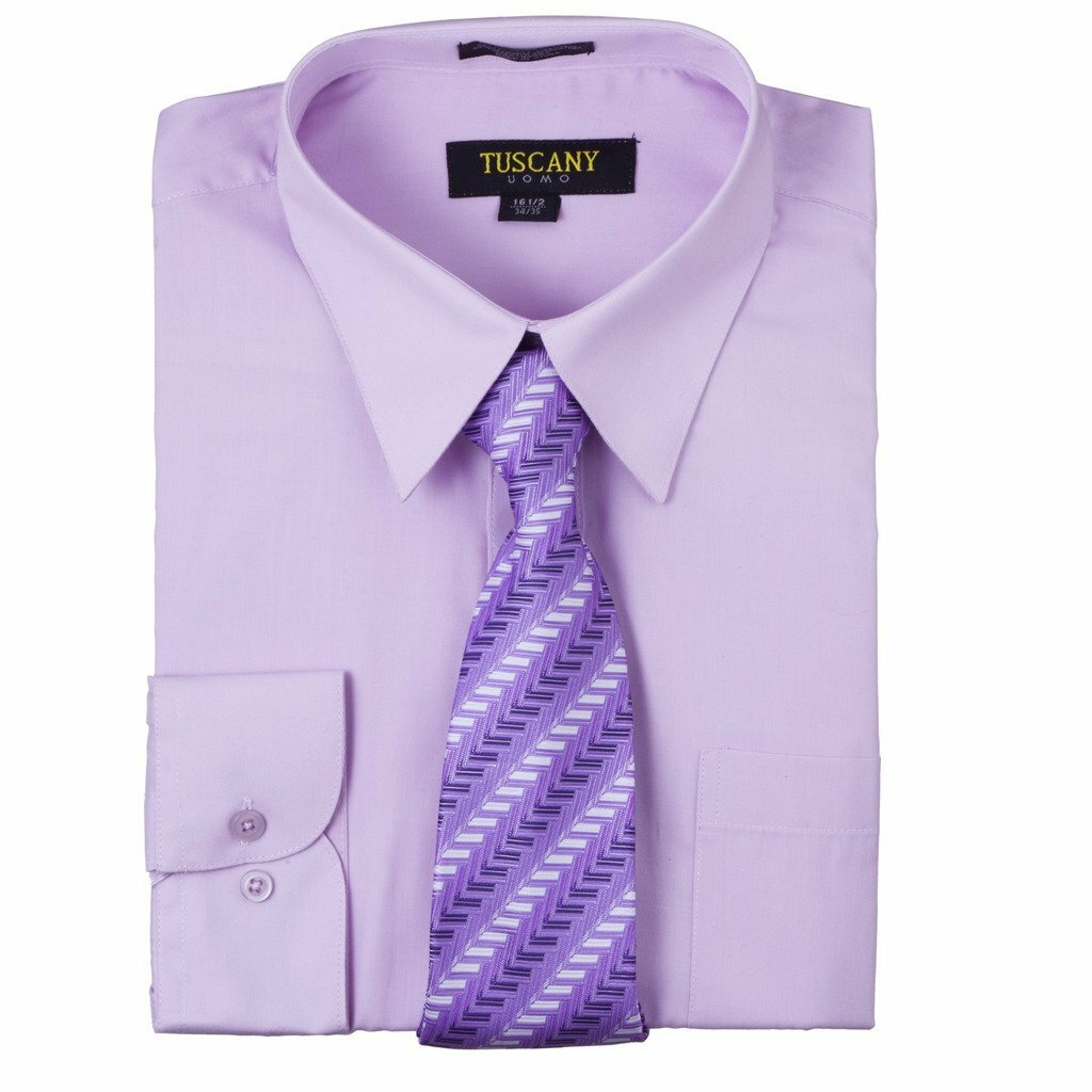 Men’s Dress Shirts With Matching (Random design) Tie Set Cotton Blend Shirt Set