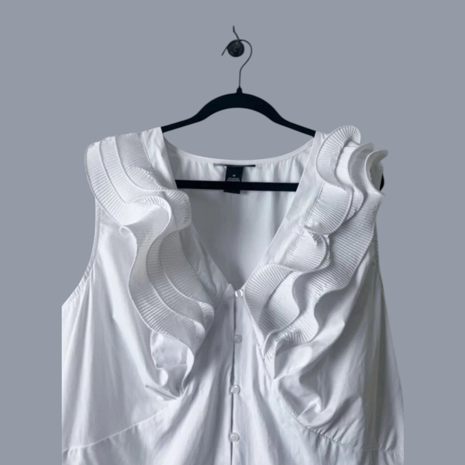 Ashley Stewart White Sleeveless Ruffle Front High-Low Top Cotton Women’s Size 18