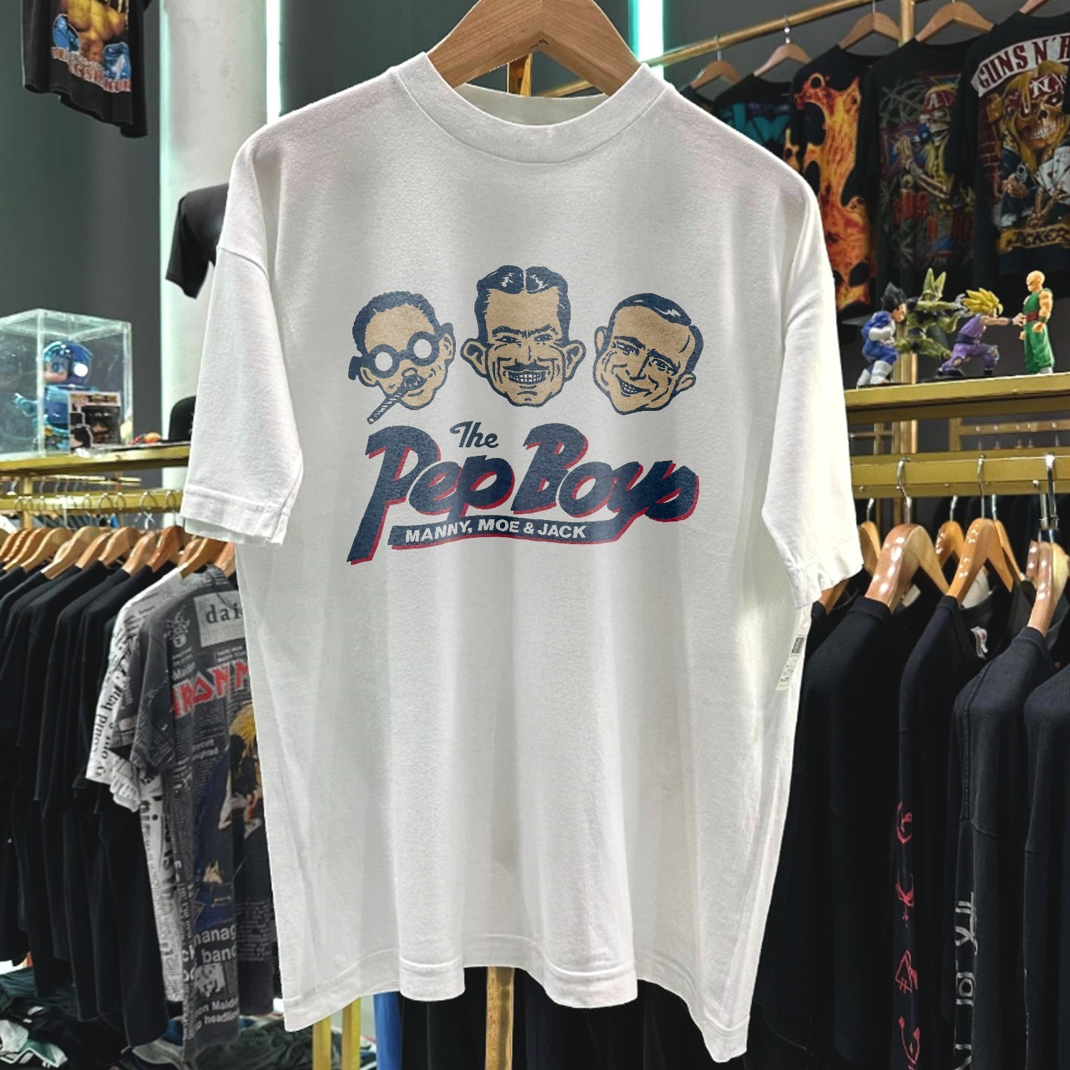 80s 90s The Pep Boys Aged White T-Shirt M