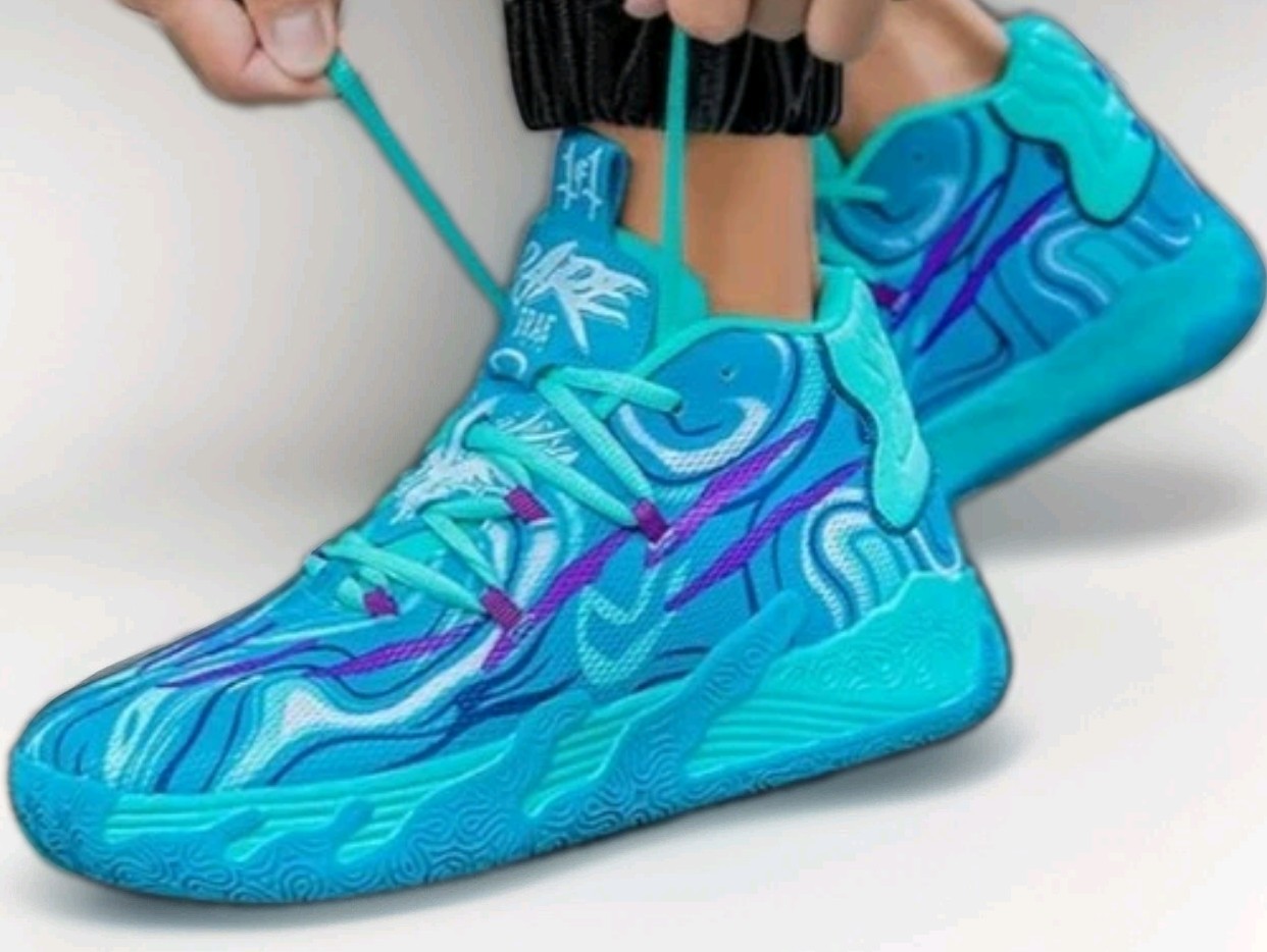 MENS SIZE 9 LACE UP MID TOP HIGH QUALITY🌟BASKETBALL🏀SHOES TURQUOISE & PURPLE