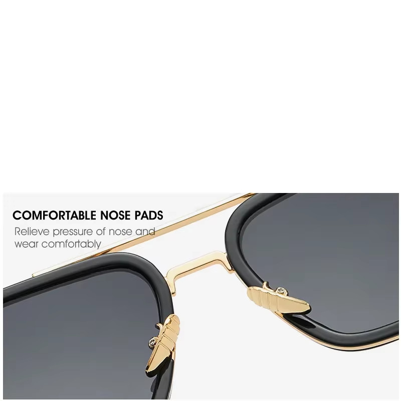 Retro Iron Man Sunglasses Tony Stark Glasses Square Metal Frame for Men Women
