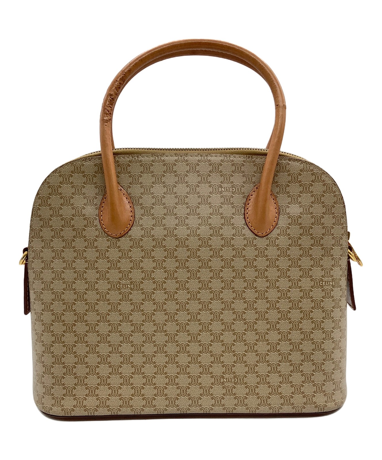 CELINE 2WAY Shoulder Handbag Beige Leather Women Pre-owned Italy Japan F/S USED