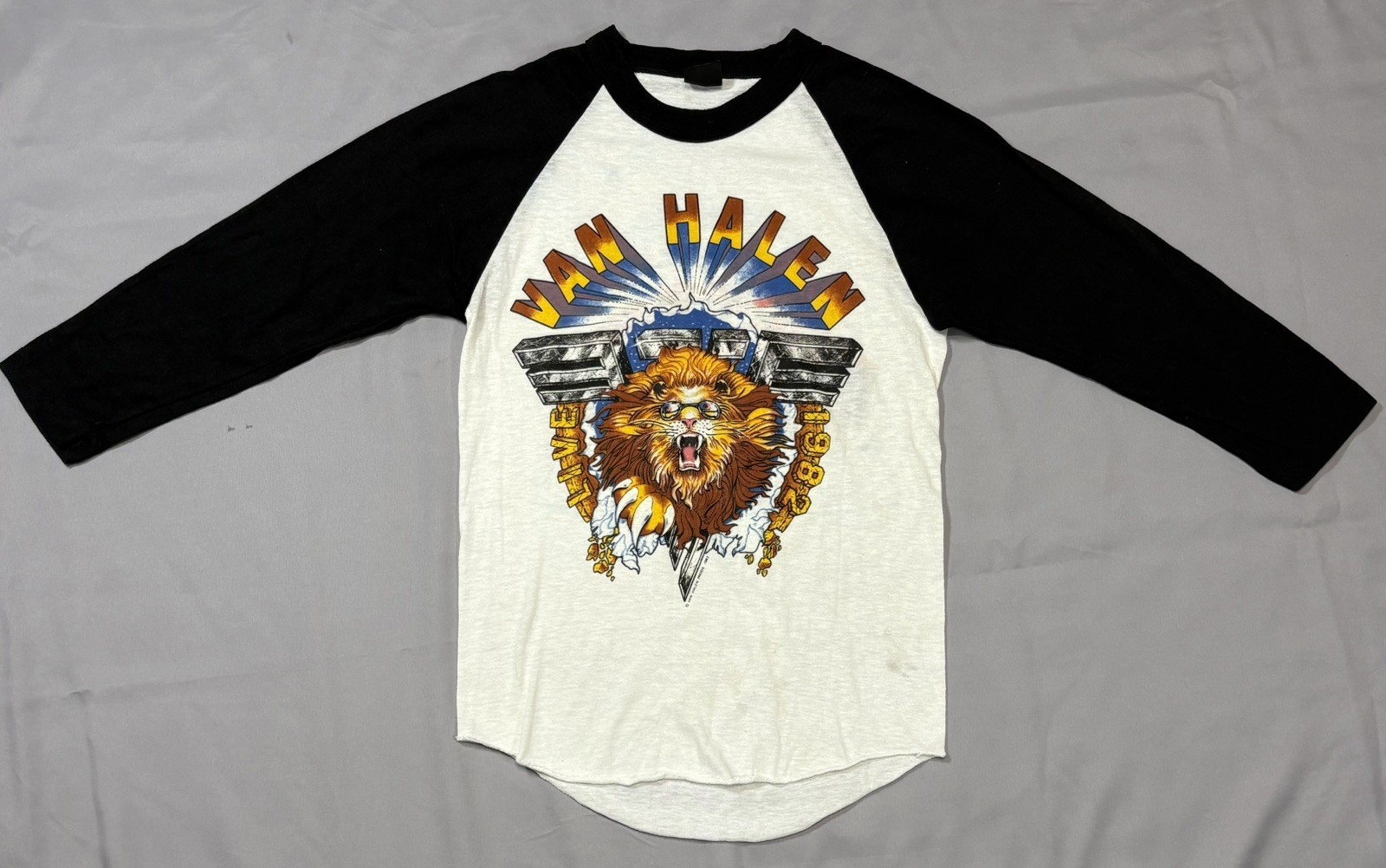 Vintage 1982 Van Halen Raglan Tour Shirt Lion Graphic Rock Tee Small