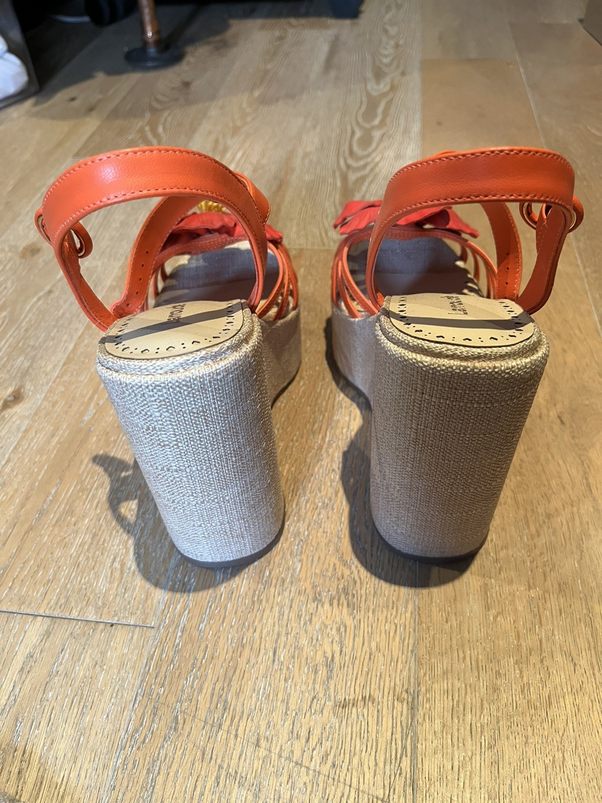 LARROUDE Magnolia Wedge Leather In orange Leather Color Beige Size 9