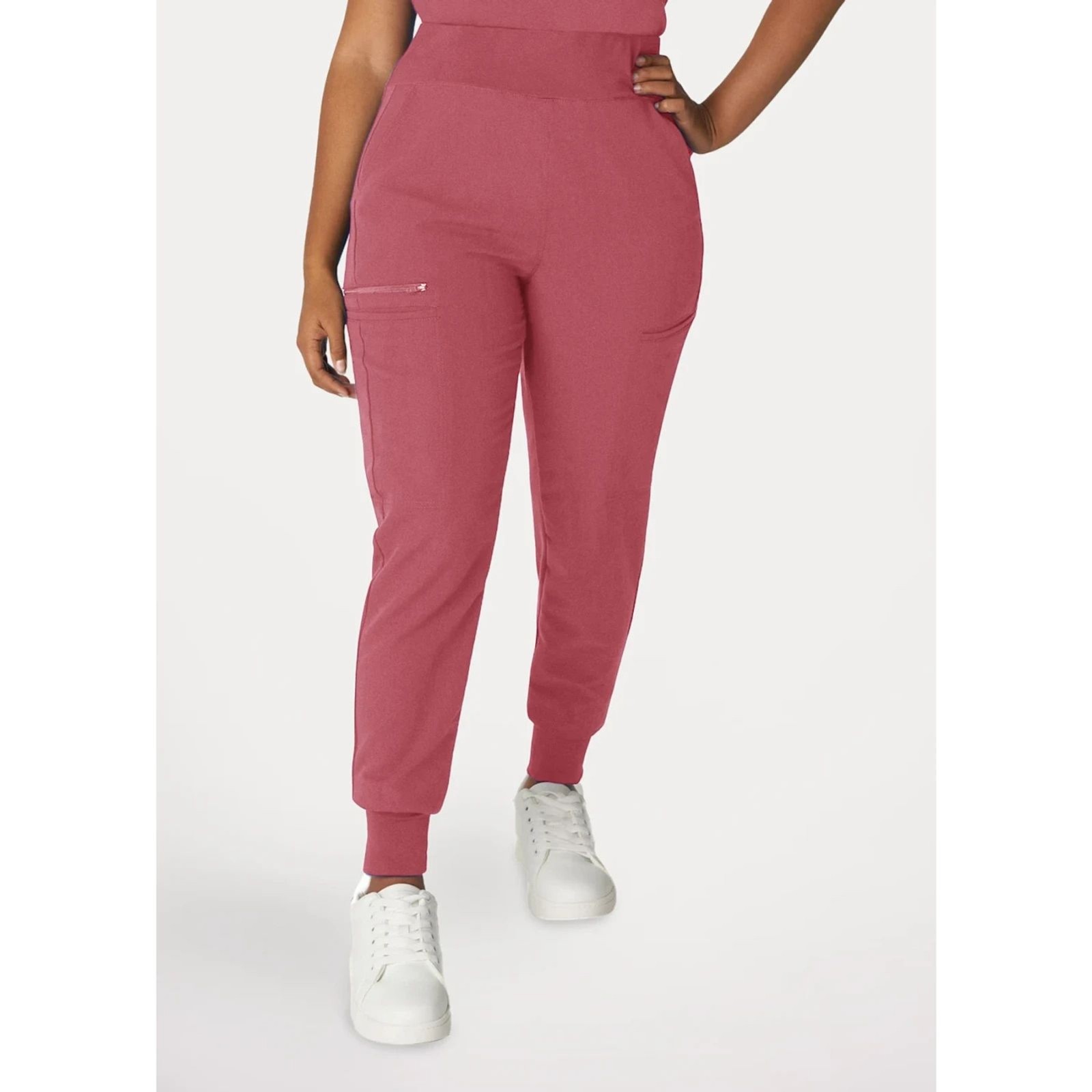 #030 – White Cross V-tess 7-Pocket Yoga Waist Cargo Jogger Slate Rose Size XL R