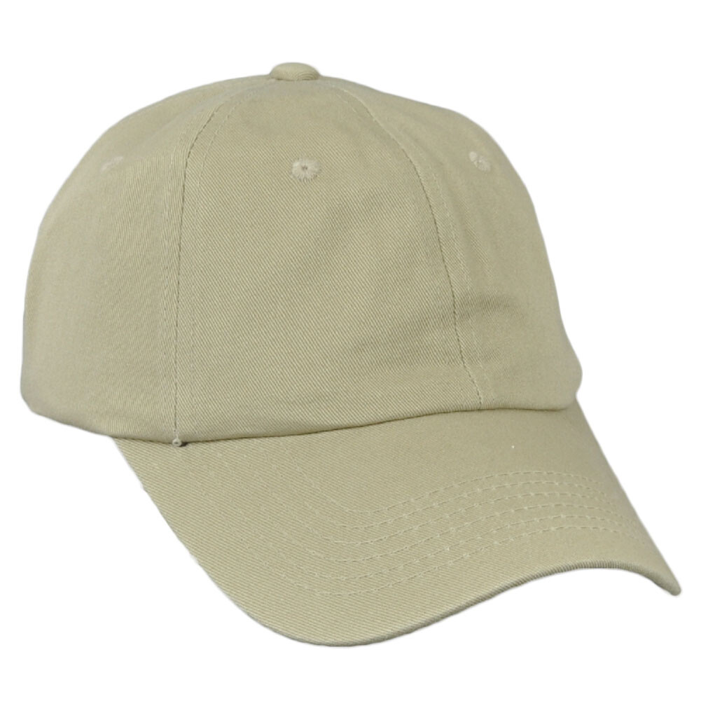 Beige Blank Solid Color Dad Hat Cap Relaxed Slouch Clip Buckle Curved Bill