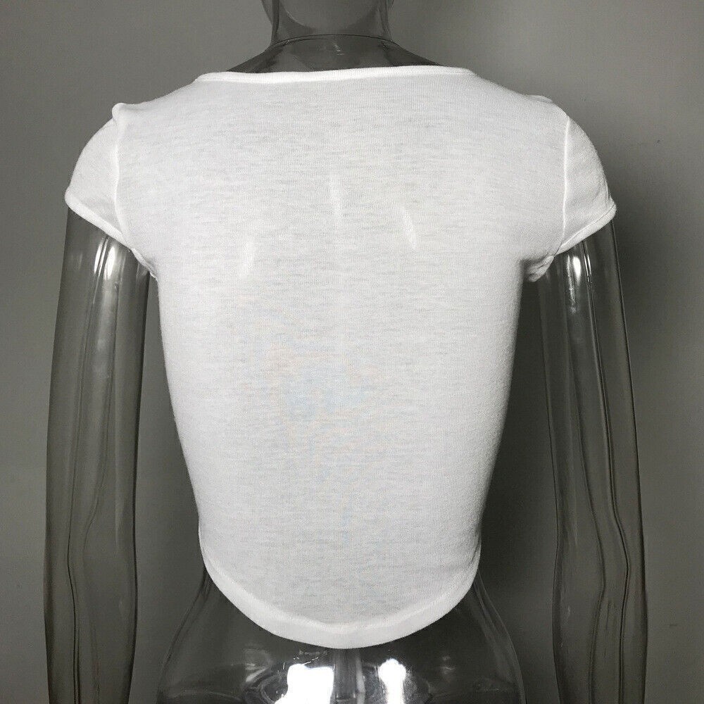 Women’s Sheer Short Sleeve Crop Top – Low Cut Transparent Sexy T-shirt