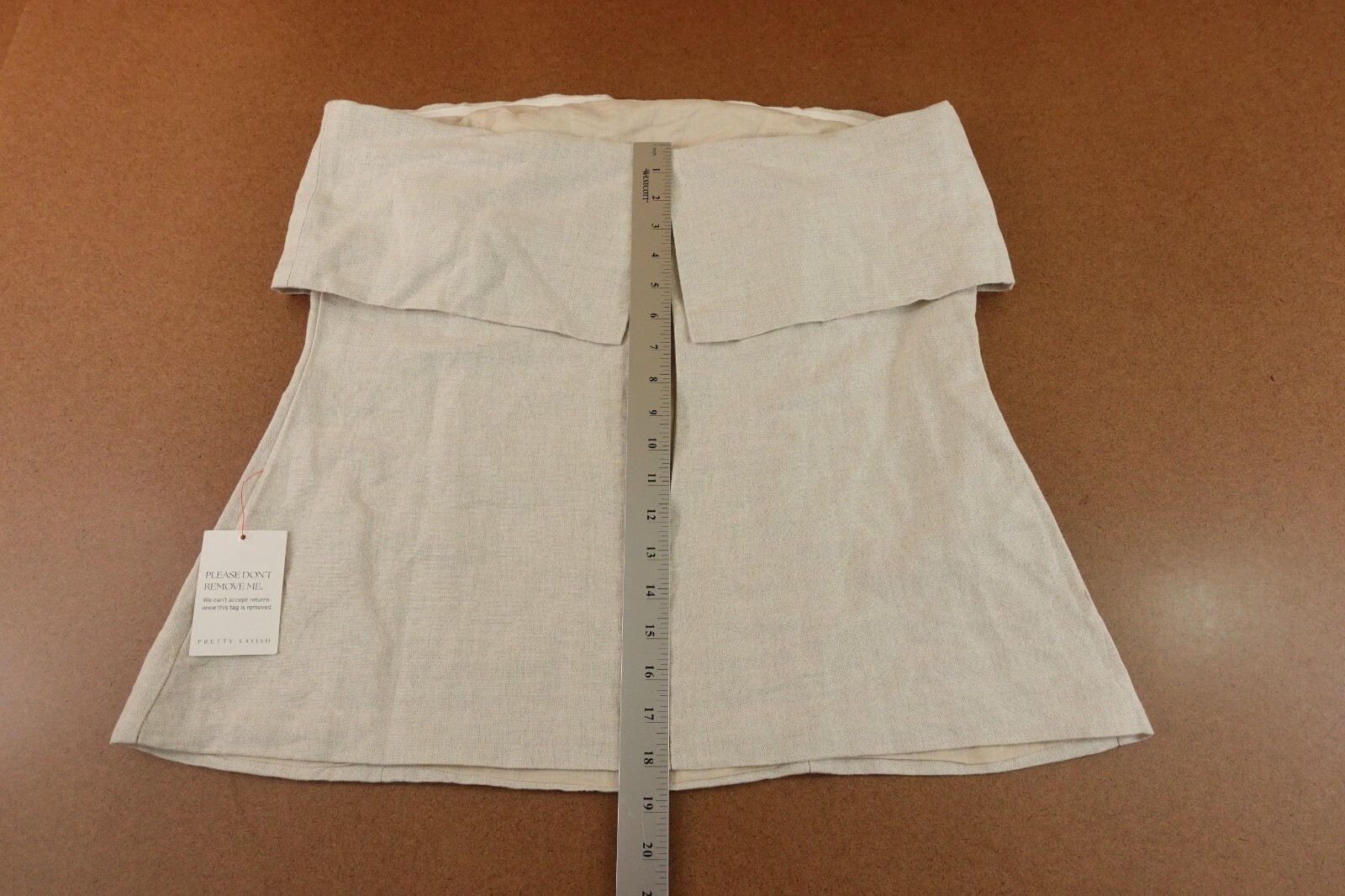 Pretty Lavish Womens Size 12 Natural Linen Blend Strapless Layered Top NWT