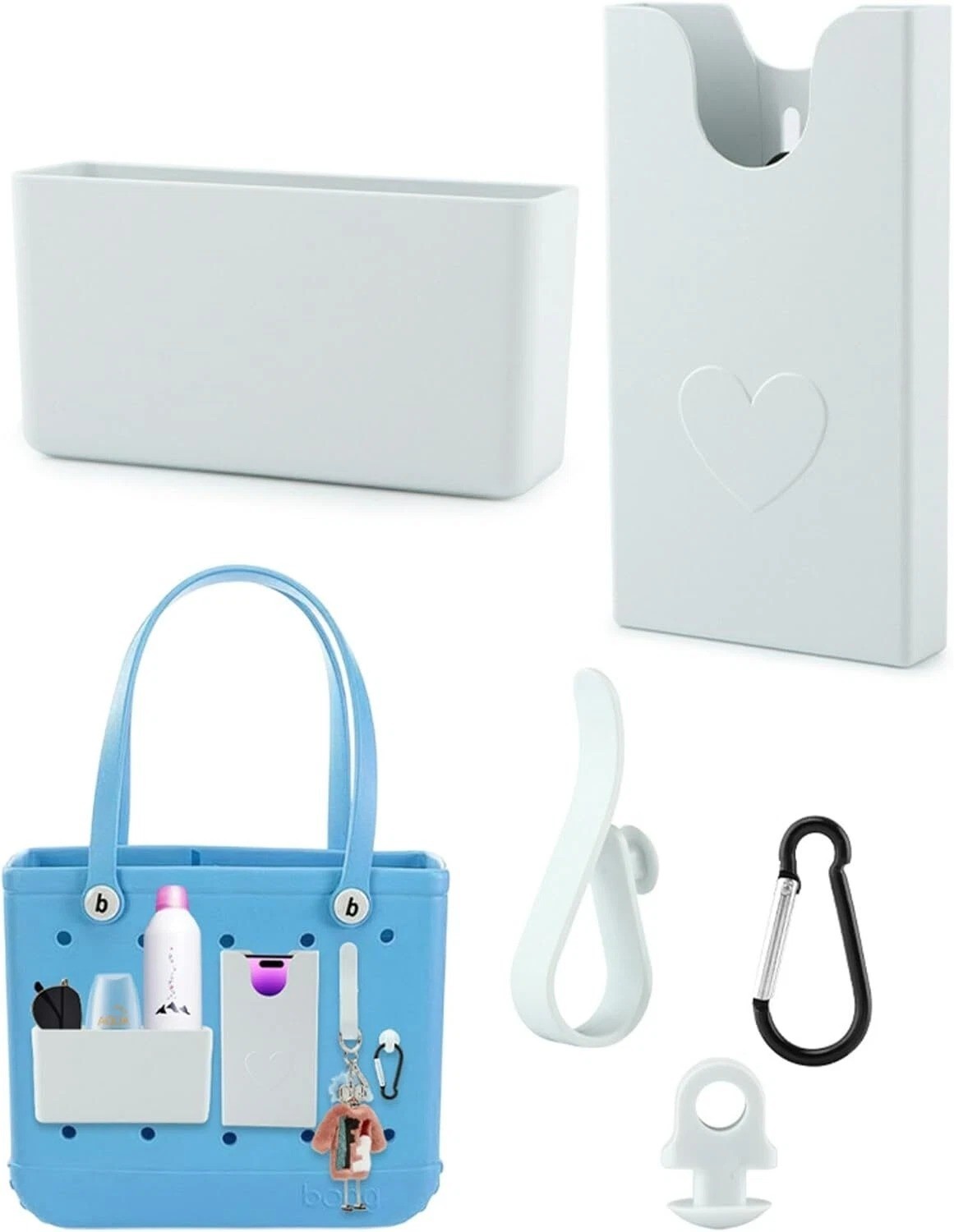 5 PCS Organizer Holder for Bogg Bag – Accessories, Phone Holder, White
