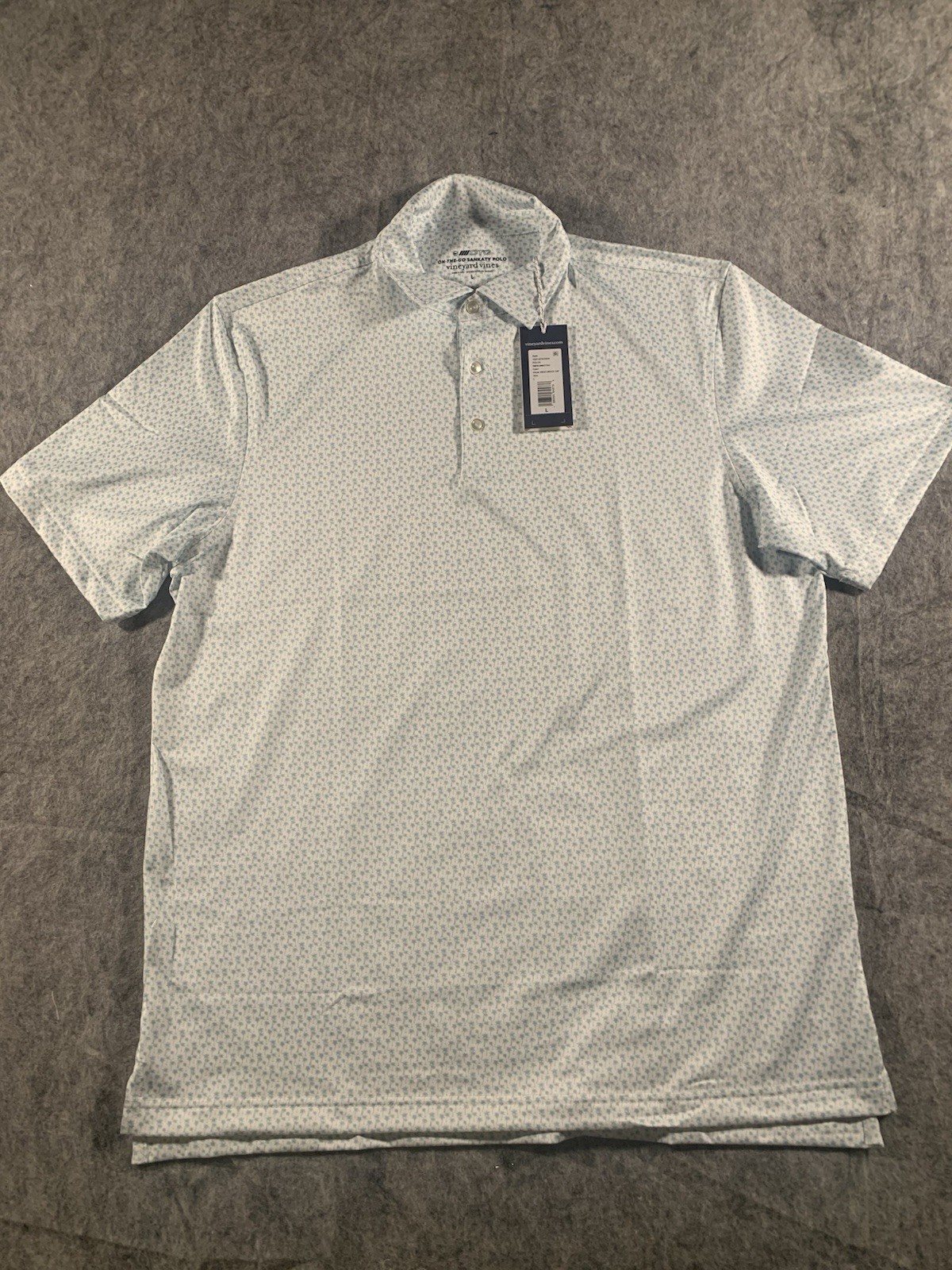 NWT Vineyard Vines Golf Shirt Mens White/Green Palm Tree Printed Sankaty Polo