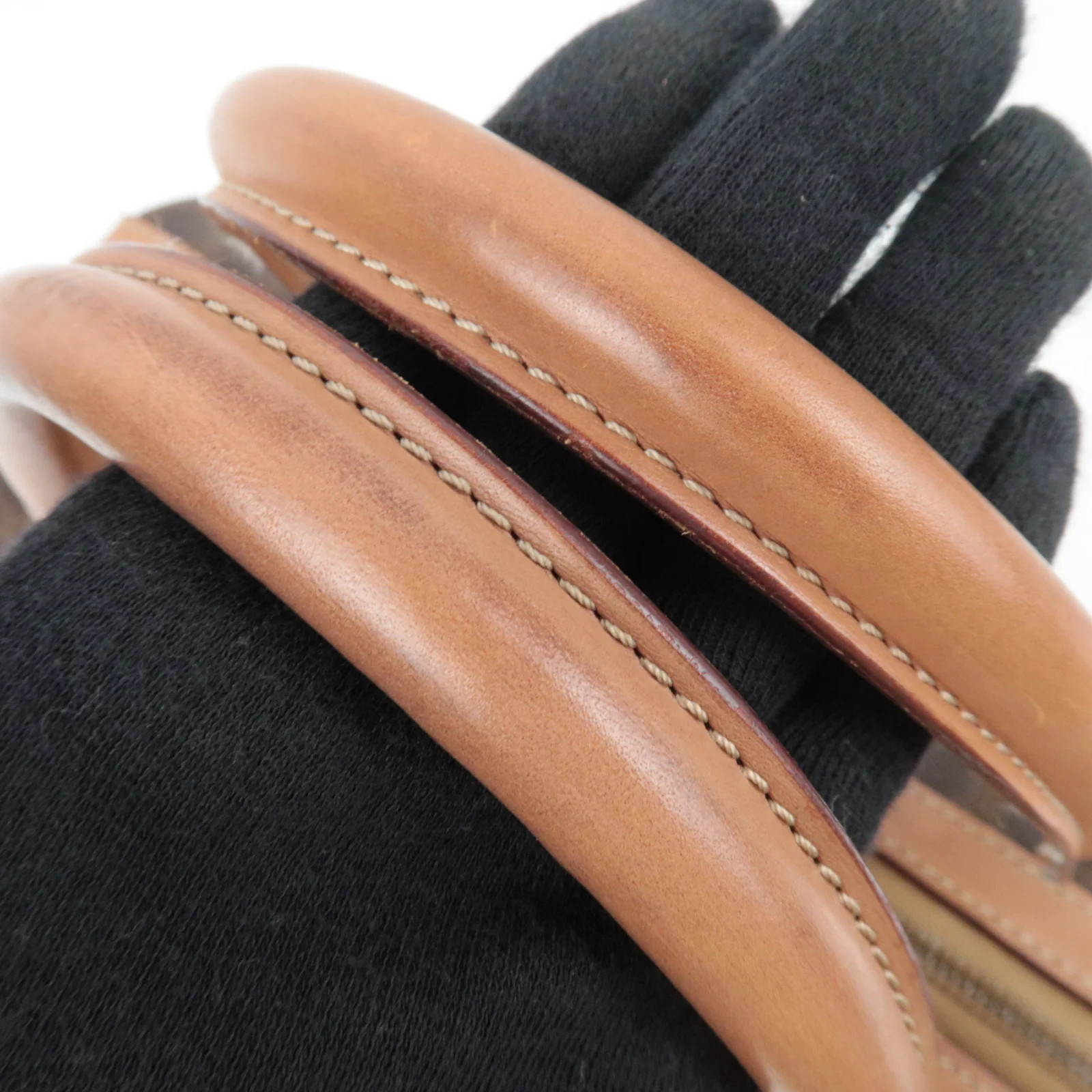 CELINE Macadam PVC Leather Handbag Brown Gold HDW Authentic