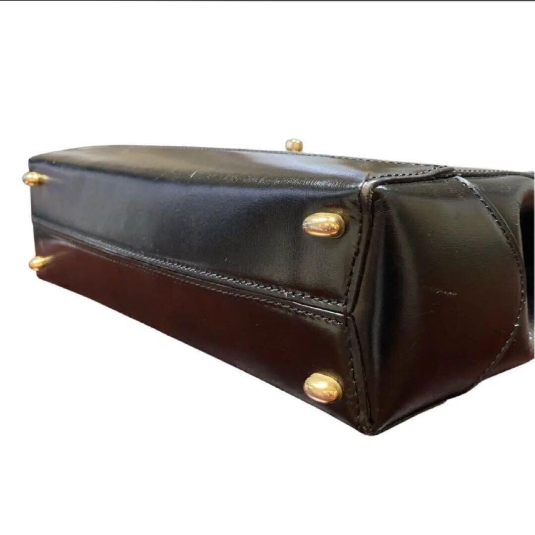 CELINE Shoulder Bag Leather Black Vintage Authentic From Japan
