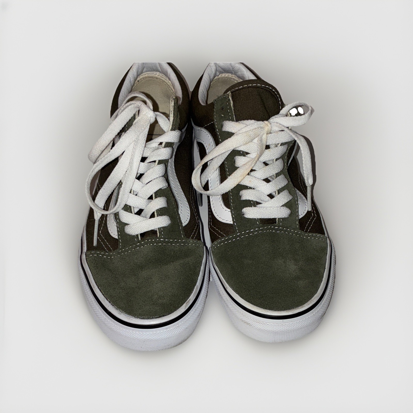 VANS Old Skool Green/White Canvas Lace-Up Sneakers Round Toe Men US 6 EU 38