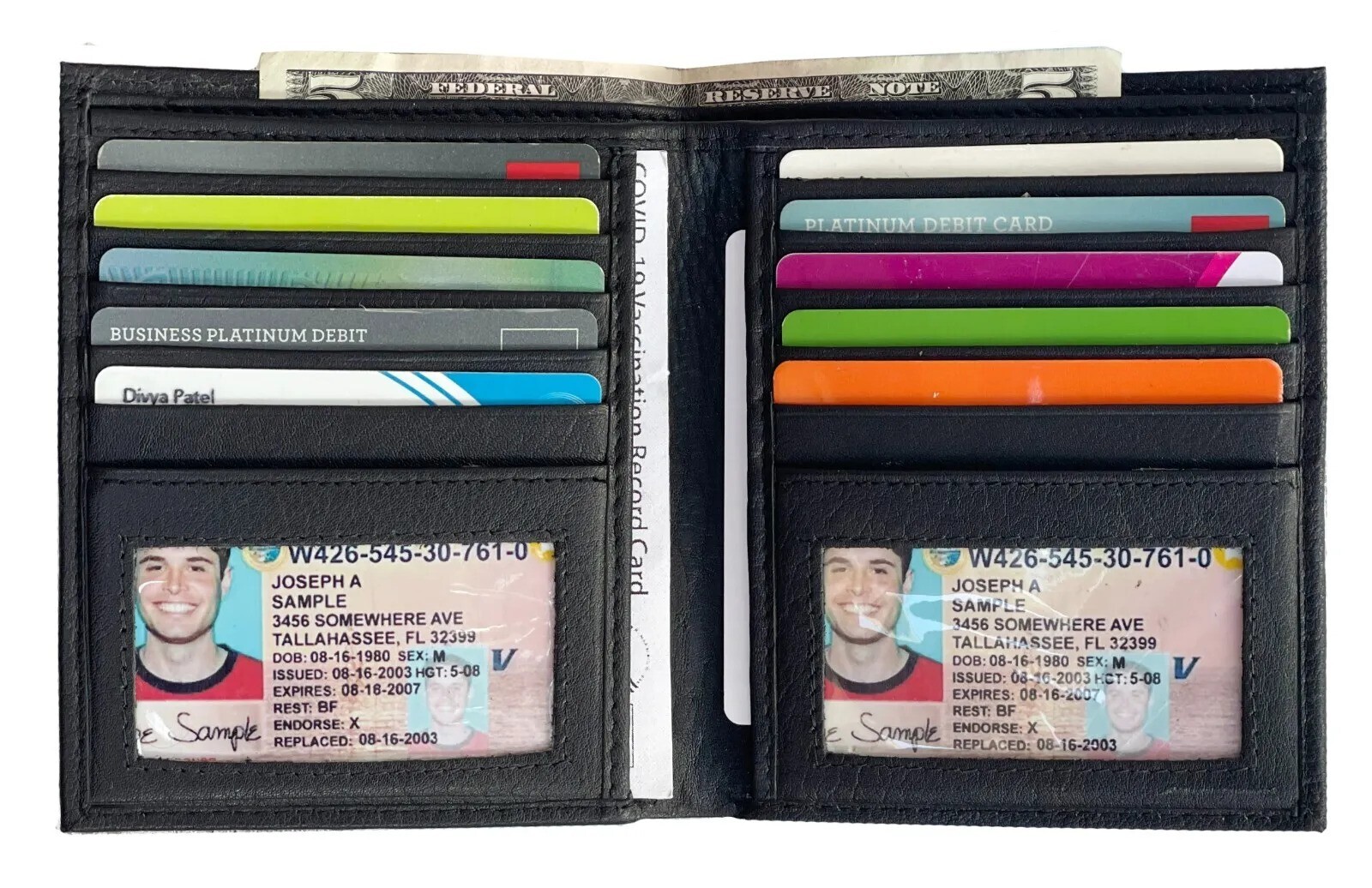 Men’s Genuine Leather Bifold Wallet Slim Hipster Cowhide Credit Card-ID Black