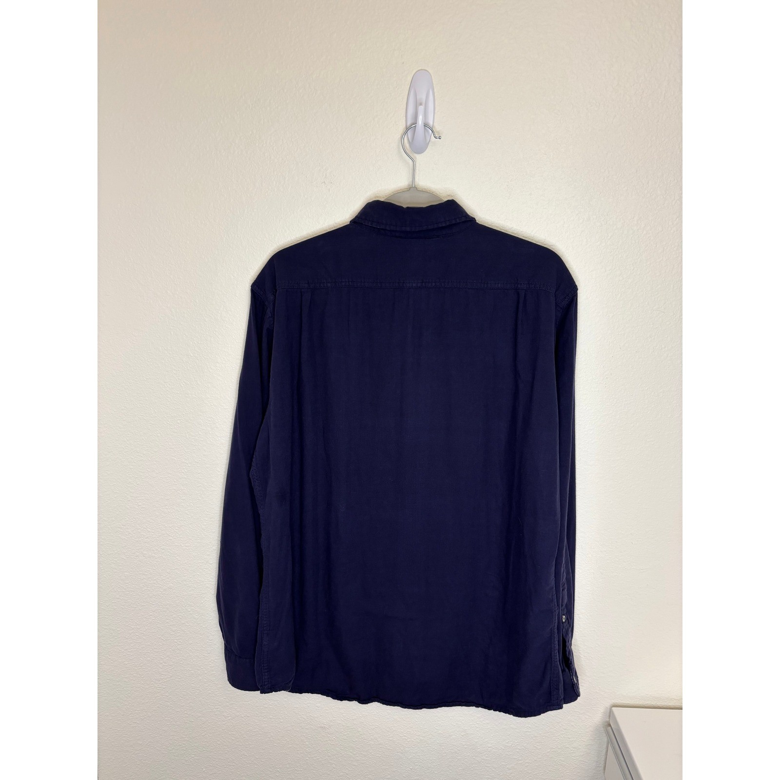 2 Woolrich Mens Button Front Shirt L Cotton Long Sleeve Plaid Lined Navy Gray