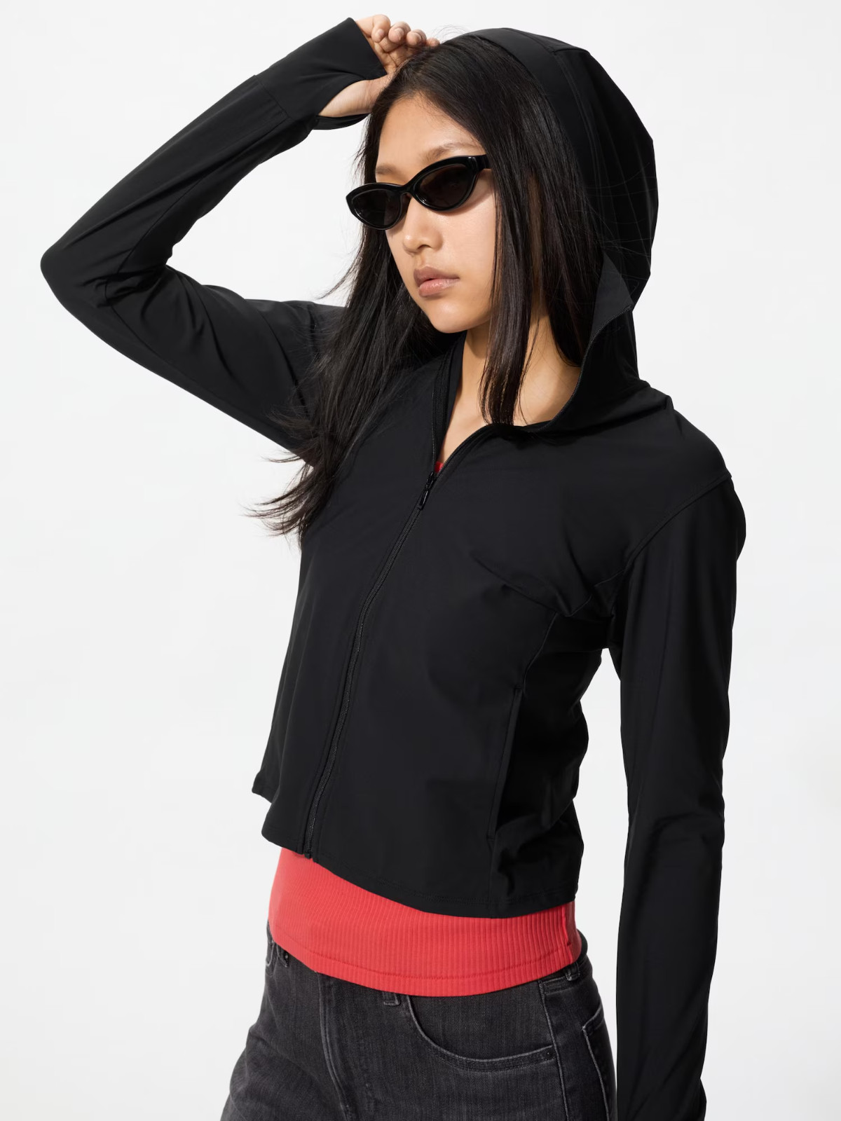 UNIQLO W’s Ultra Stretch AIRism UV-Protection Full-Zip Hoodie Black XXL 483281