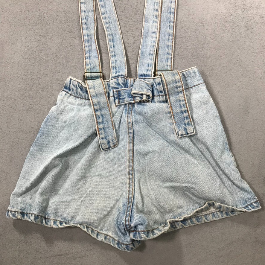 VTG 90s Shorts Overalls Womens Small Blue Denim Light Wash Shortalls Suspenders