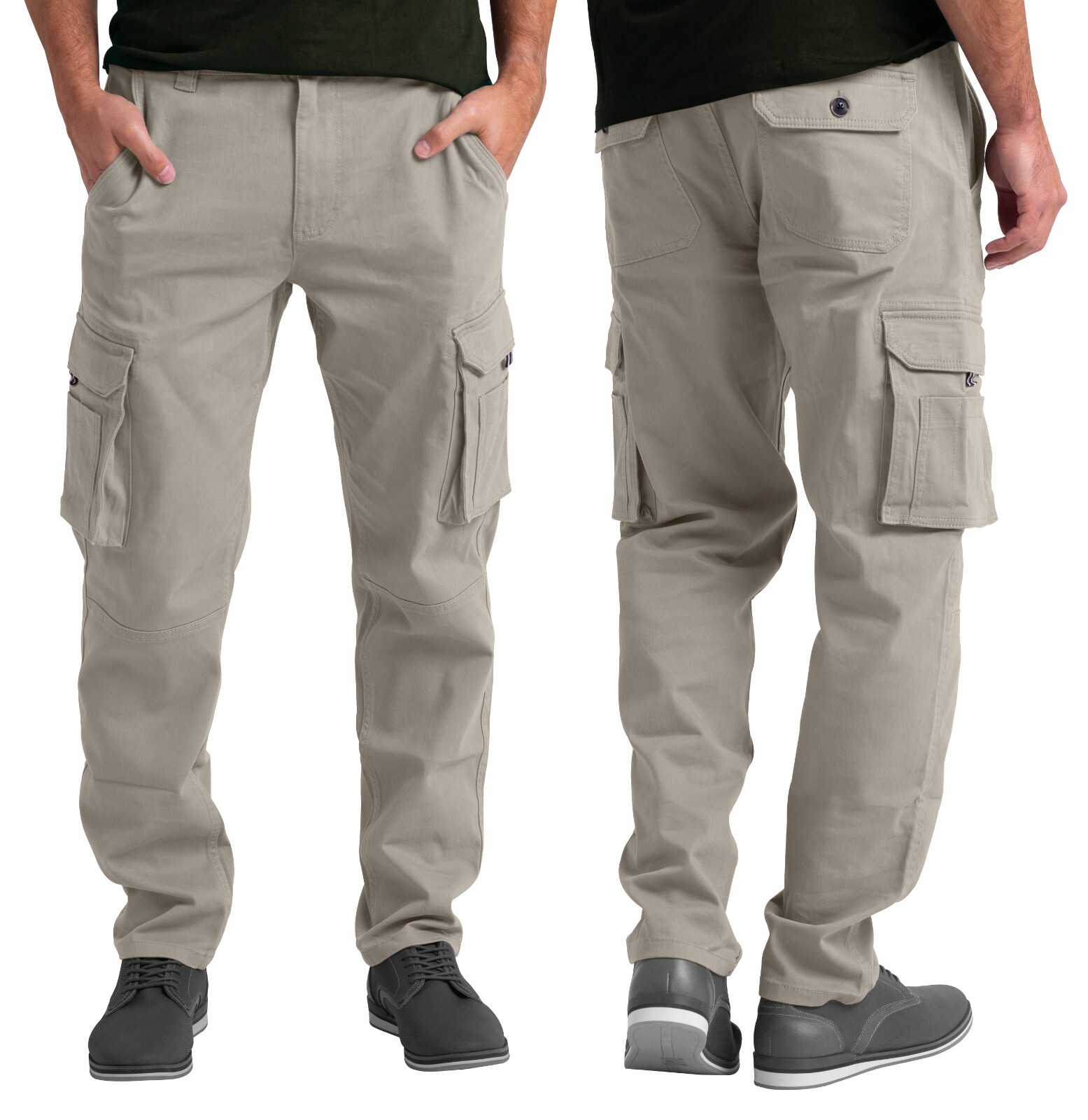 Mens Cargo Stretch Pants Classic Fit Straight Leg Outdoor Work Regular Fit Pants